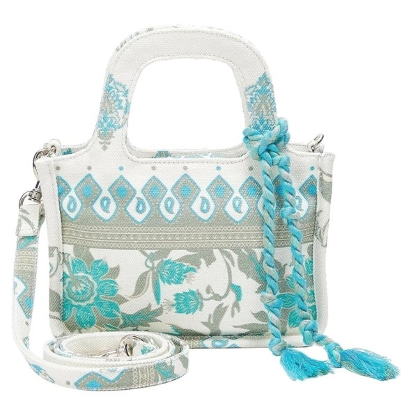 Vince Camuto Handbags - Vince Camuto Printed Small Canvas Tote Oriel Spanish Floral In Turquoise Multi
